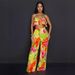 Women's Clothing Printed ruffled sling wide leg two piece suit_ecoleips.com