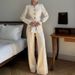 Women's Minimalist Suit Set – White Top & Straight-Leg Pants (S-XL, Autumn & Winter)_ecoleips.com