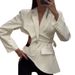 Unique Niche Style 2026 Spring New Asymmetrical Hollow Out Waist-Revealing Slim Fit Women's Blazer_ecoleips.com