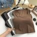 Sleeveless Square-neck Camisole With Exposed Collarbone And Built-in Chest Pads, Korean Style Versatile Solid Color Tube_ecoleips.com