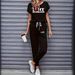 Women's Color Block Trim Casual Suit Simple Loose Fit Short Sleeve Style For Spring Summer Autumn_ecoleips.com
