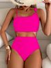 Women's Clothing Solid Color Split Tight Bikini Swimsuit_ecoleips.com