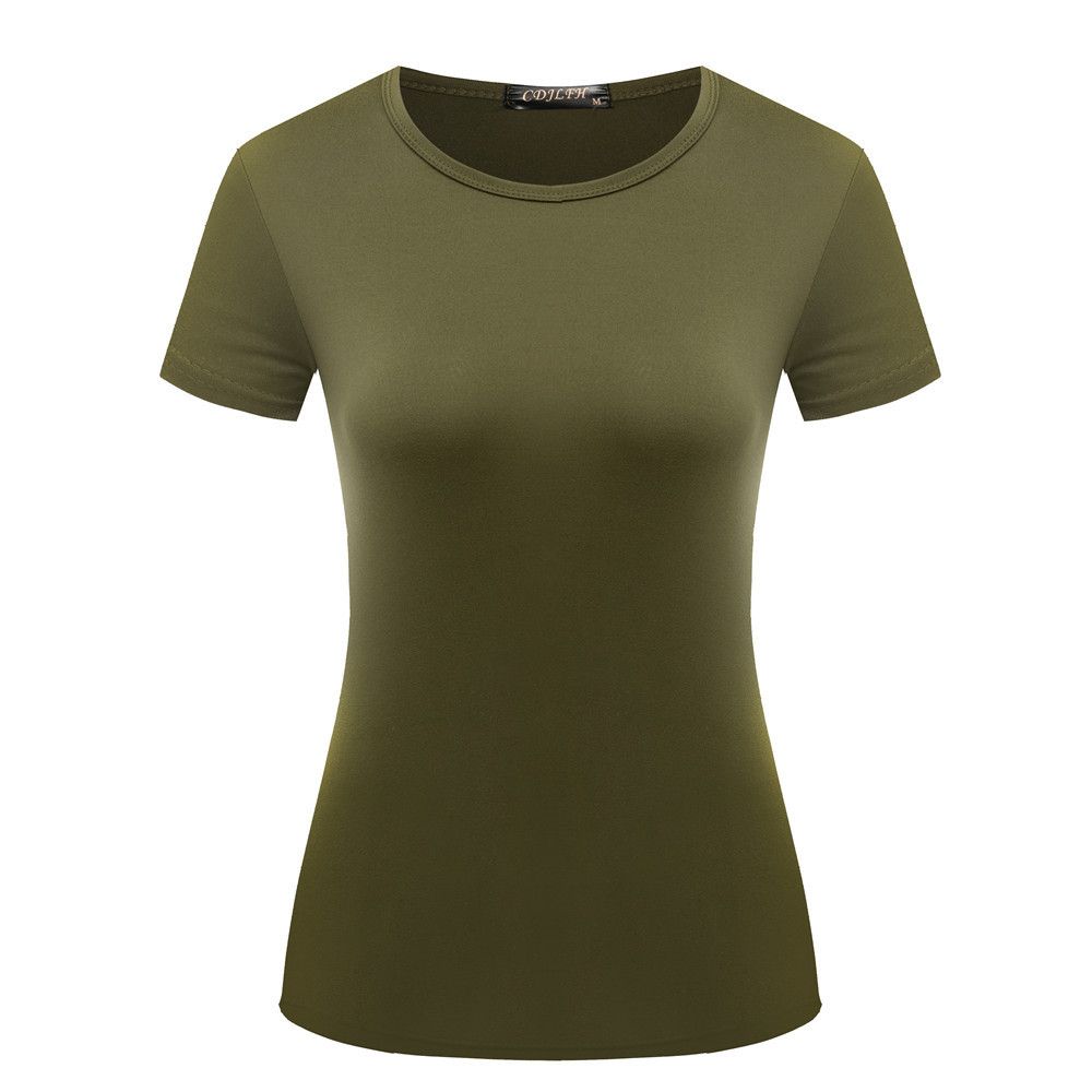 Fashion Women's Solid Color T-Shirt Short Sleeve Spring Summer Top Style Popular New Clothing_ecoleips.com