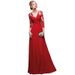 Women's Clothing Long Sleeved Red Bridal Wedding Dress Long Banquet Evening Dress Female_ecoleips.com
