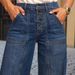 Plus Size Vintage Washed Button Fly Jeans - Mid Rise Relaxed Fit Stretch Denim Pants For Women (Medium Blue, 1XL-4XL)_ecoleips.com