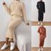 Elegant Solid Color Women's Outfit - High Neck Pullover Sweater & Bodycon Pencil Skirt Two-Piece Set_ecoleips.com