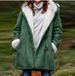 Women's Longline Hooded Button-Up Coat With Pockets - Soft Faux Suede & Polar Fleece Lining, Oversized Streetwear Jacket For Fall & Winter_ecoleips.com
