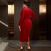 plus Size Off-Shoulder Velvet Dress Gold Embroidery Slimming Waist Hollow Out Mid-Length Evening Gown For Women_ecoleips.com