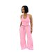Women's Summer Halter Neck Two-Piece Set High-Waisted Wide-Leg Pants Outfit with Pockets_ecoleips.com