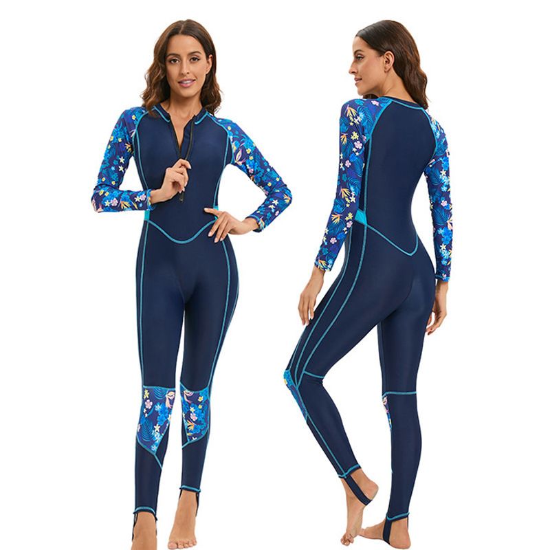 Women's One Piece Swimsuit European American Style Long Sleeve Quick Drying Sun Protective plus Size Slimming Surfing Suit_ecoleips.com