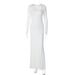 ZOEVA Hot-selling New Solid Color Comfortable Slim-fit Button U-neck Long-sleeved Hip-wrapped Temperament Dress Women's Clothing_ecoleips.com