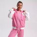 Women's Casual Colour Block Set: Stylish Zippered Contrast Hoodie Sports Lace-up Pants Two-piece Set_ecoleips.com