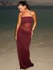 Hugcitar Fashion Solid Slips Bandage Patchwork Lace Hollow Out Sexy See Through Maxi Dress Women Clothes Beach Vacation Party_ecoleips.com