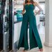 Women's clothing women's fashion sexy small V-neck tube top casual pants slit slim jumpsuit_ecoleips.com