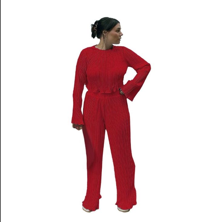 Women's Clothing sexy loose casual pleated long sleeve suit_ecoleips.com