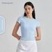 Women's Clothing Casual Sports Short Sleeved Waist Slim Breathable Yoga T Shirt Running Training Nude Fitness Tops For Women_ecoleips.com