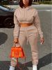 Women's Fleece Hoodie Sweatshirt & Pants Lounge Set - Cozy Winter Two-Piece Outfit With Print Design (Available In M/L/XL/XXL, Black/Pink/Beige)_ecoleips.com
