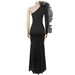 Elegant Floral Lace Sleeve Bodycon Dress For Women - Slim Fit Long Fish Tail Evening Gown With Slash Neckline - Black & Wine Red_ecoleips.com