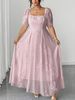 Plus-size Embroidered Square-neck Puff Sleeve Fashion Dress_ecoleips.com