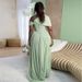 2026 Asymmetric Neck Ruffle Tie-Waist Maxi Dress - Elegant Short Sleeve Summer Gown_ecoleips.com
