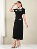Women's Clothing New French Style Women's Dress High-End Elegant Long Slim Fit A-Line Collar_ecoleips.com