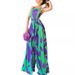 Women's Clothing Spring Temperament Commuting Sleeveless Large Swing Sling Type Printed Green High Waist Bodysuit_ecoleips.com
