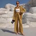 Women's plus Size Long Sleeve Cardigan Two Piece Set Casual Solid Color Loungewear Comfortable Knit Coordinated Outfit_ecoleips.com