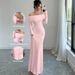 2025 Foreign Trade European And American Women's Clothing Cross Backless Sexy Off-Shoulder Elegant Long Dress_ecoleips.com