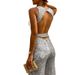 Women's Clothing Round Neck Sleeveless Personalized Sequined Silver Dot Jumpsuit_ecoleips.com