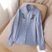 New Women's Long Sleeved Shirt Embroidered Striped Design_ecoleips.com