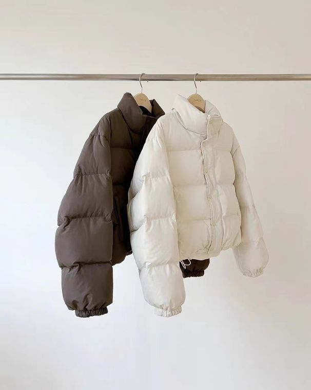 girl Girl Girl In Stock 2025 Winter New Korean Dongdaemun OU*CE Loose Solid Color Stand Collar Zipper Duck Down Jacket Coat_ecoleips.com