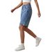 Women's Stretch Denim Bermuda Shorts - Mid Rise, Relaxed Fit, Vintage Style, Comfortable & Breathable For Summer_ecoleips.com