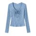 2025 #Craftsmanship Selection # Premium Design Drawn Fold Strap Cotton T-Shirt Women's Long Sleeve 2025 Autumn Spicy Girl_ecoleips.com