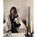 High-End Collar Blazer Women Black And White Patchwork Casual Suit Split Leather Skirt Two-Piece Set_ecoleips.com