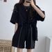 Women's Casual 2-Piece Outfit, Short Sleeve T-Shirt & Drawstring Shorts Set_ecoleips.com