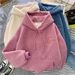 Women's Clothing Fleece Hoodie – Oversized Cozy Pullover With Hood, Soft Sherpa Lining, Trendy Streetwear For Fall & Winter (Apricot, Blue)_ecoleips.com