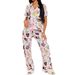 Women's Printed Cardigan High Waist Tie Up Trouser Set Short Sleeve Comfortable Home Wear Autumn Collection_ecoleips.com