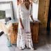 Fashion V Neck Lace Tassel Dress European And American Style Bohemian Holiday Long Dress For Women_ecoleips.com