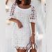 Women's Clothing Lace Round Neck White Mid Length Dress_ecoleips.com