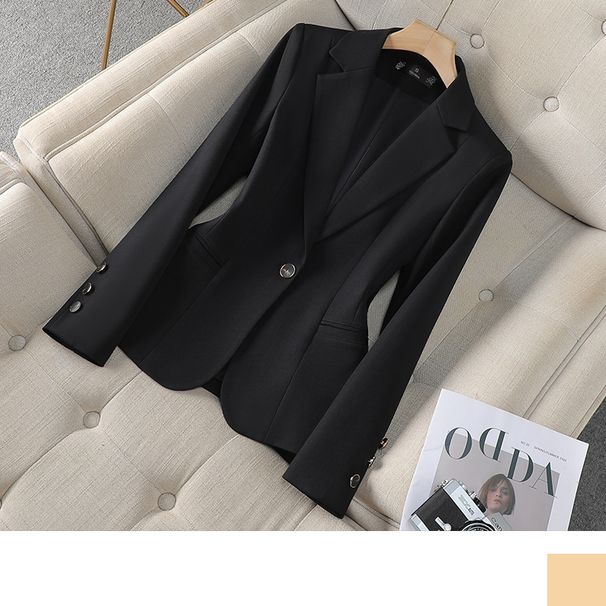 Women's Clothing 2026 Black Small Suit Jacket Female Spring And Autumn Temperament Fashion All Match Leisure Commuting Ladies Work Clothes_ecoleips.com