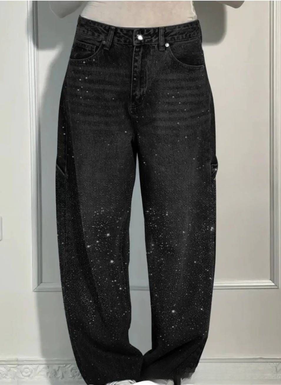 Women's Clothing Spring And Summer New Women's Casual Rhinestone Loose Harem Jeans_ecoleips.com