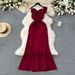 Women's Clothing Elegant Dress Tube Top Ruffled Stitching Exposed Waist Slim Fitting Long Dress_ecoleips.com