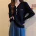A Large-sized, Slightly Plump, Long-sleeved, V-neck Knitted Top For Women In The Spring And Autumn Style, With A Base Layer Underneath_ecoleips.com