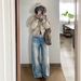 Women's Retro Washed Wide Leg Jeans Loose Fit Slimming Slightly Flared Floor Length Trousers New Autumn/Winter Style_ecoleips.com