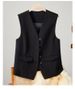 Women's Slim Fit Short Vest Black Spring Autumn New Style Layering Suit Outerwear_ecoleips.com