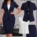 Spring Summer Women's Elegant Commuter Blazer Set Short Sleeve Solid Color Vest Slim Fit Skirt Business Casual Outfit_ecoleips.com