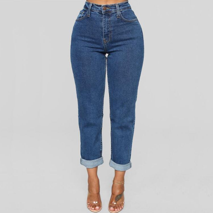 Women's Clothing New Jeans Loose High Waist Nine Points Straight Pants_ecoleips.com