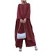 2025 Muslim Two-Piece Women's Clothing Solid Color Spring And Autumn Long Pullover Loose Plus Size Set_ecoleips.com