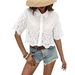 Women's Fashion Embroidered Lace Solid Color Versatile Shirt Hot Selling Item for Business Casual Occasions_ecoleips.com