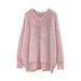 women's retro knit cardigan soft pink chunky sweater (sweet style, thickened w, casual oversized top, button front)_ecoleips.com